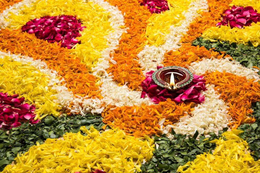 Flower Rangoli For Onam Celebration